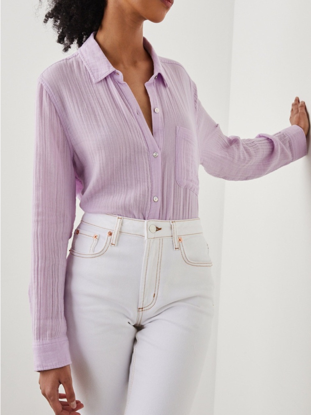Rails Ellis Gauzy Organic Cotton Shirt in Orchid